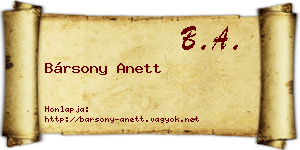 Bársony Anett névjegykártya