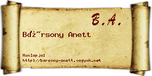 Bársony Anett névjegykártya